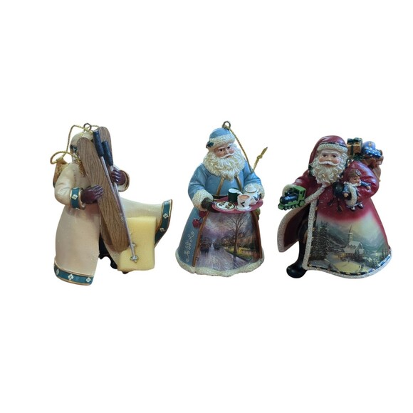 Thomas Kinkade-Ashton Drake 3 Old World Santa Ornamens Set #9 They Stand 4"Tall - Picture 1 of 11
